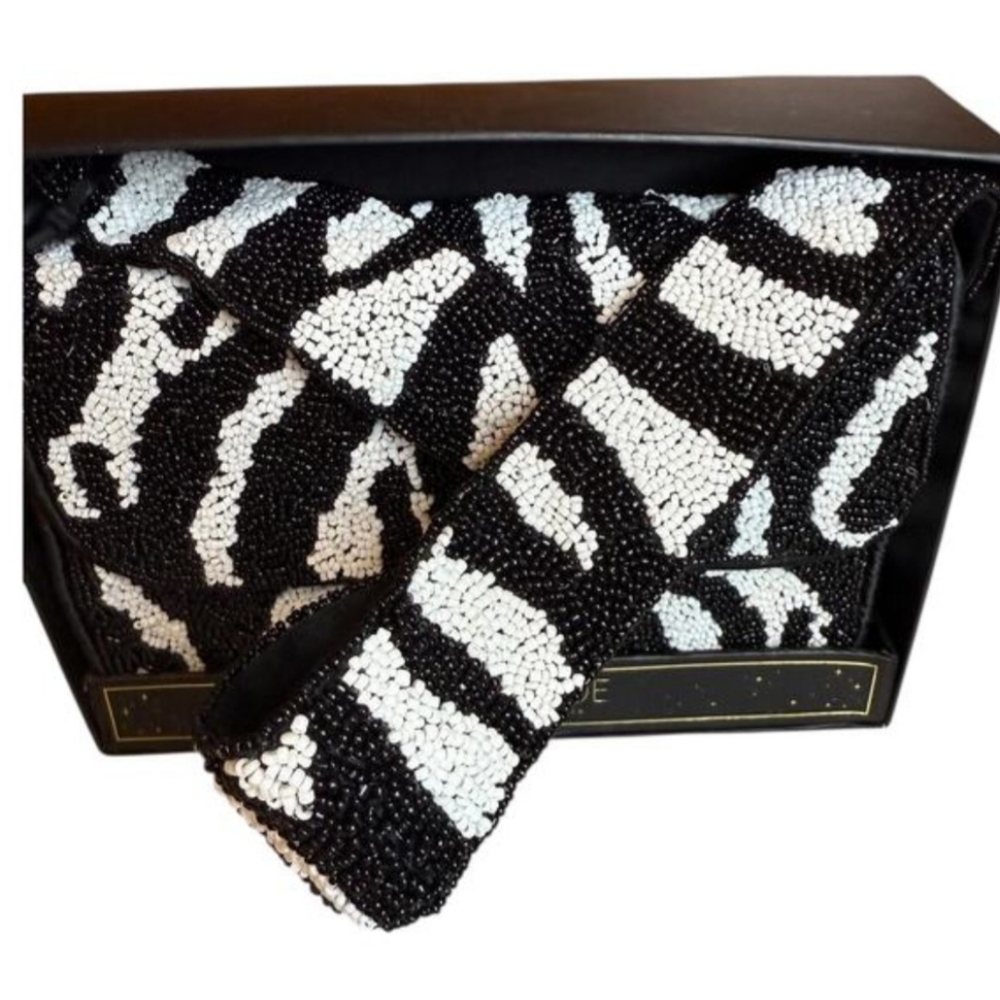 RACHEL.ZOE BEADED ZEBRA PRINT SHOULDER BAG NIB